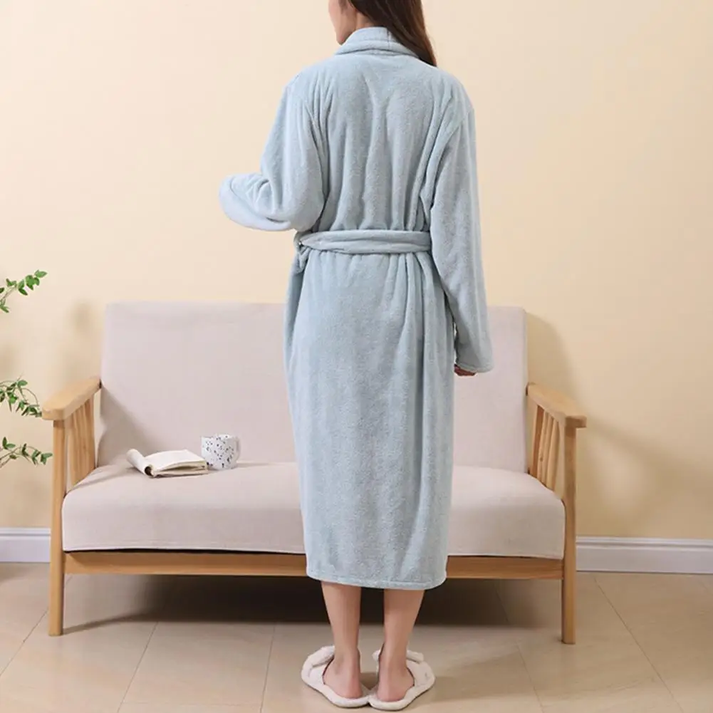 Lounge Robes Women Flannel Coral Velvet Bathrobe Belt Bath Robe Couple Thermal Fleece Autumn Winter Sleepwear Rope