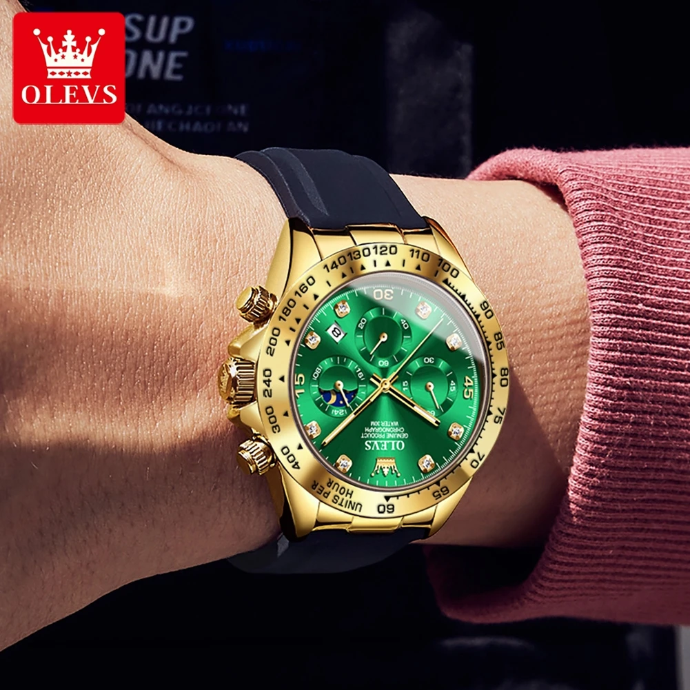 OLEVS Gold Men's Luxury Luminous Waterproof Chronograph Watch