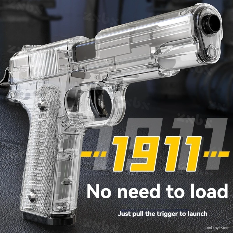 Transparent Colt 1911 Toy Gun Pistol Model Shell Throwing