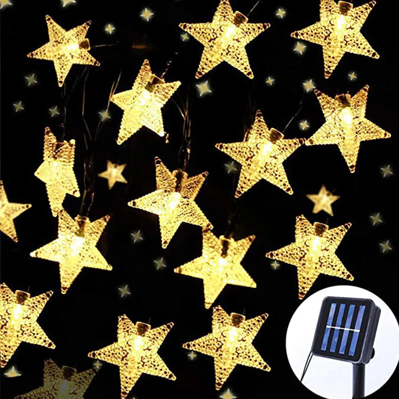

6.5/7/12M Solar LED Star Garland Fairy Lights String Waterproof Outdoor Lamp Christmas Holiday Solar Light Outdoors Garden Decor