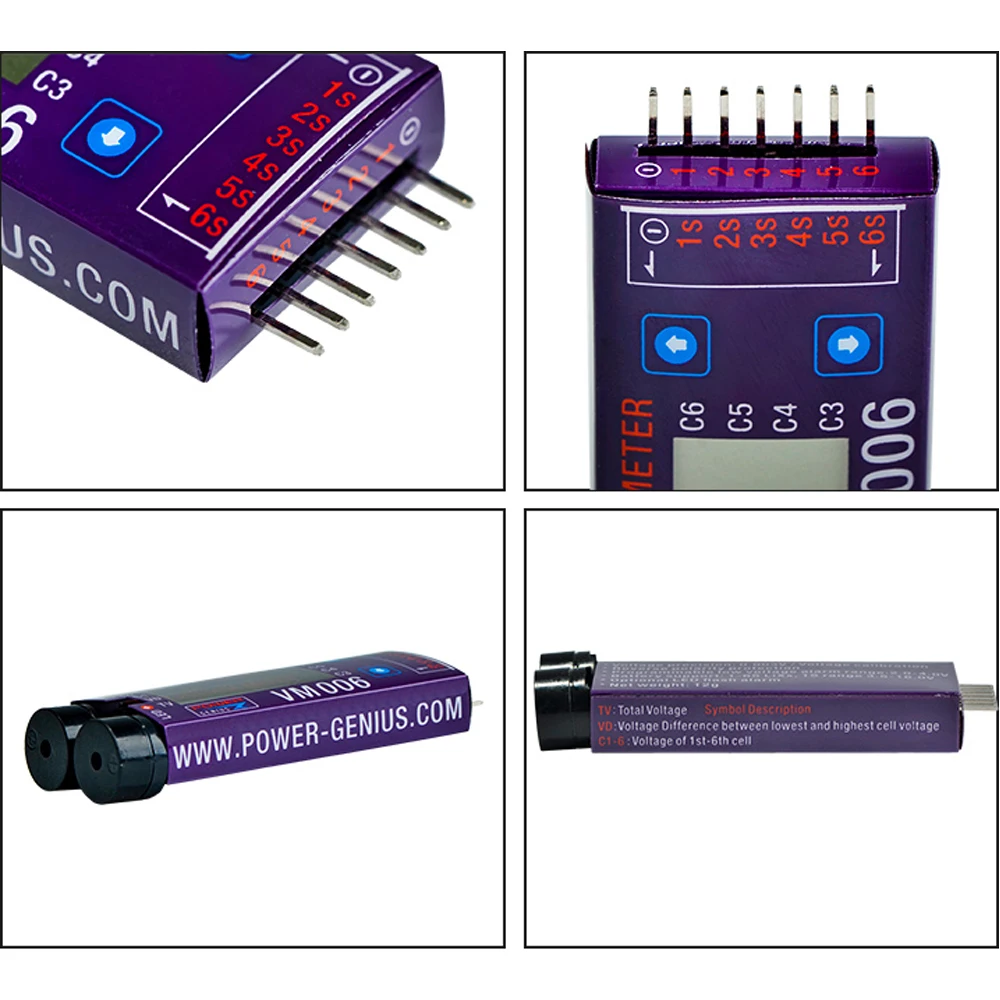 RC Battery Voltage Meter 1pcs Voltage Meter VM006 1-6S LiPo Battery Accurate Battery Voltage Meter LCD Liquid Crystal Display Alarm RC
