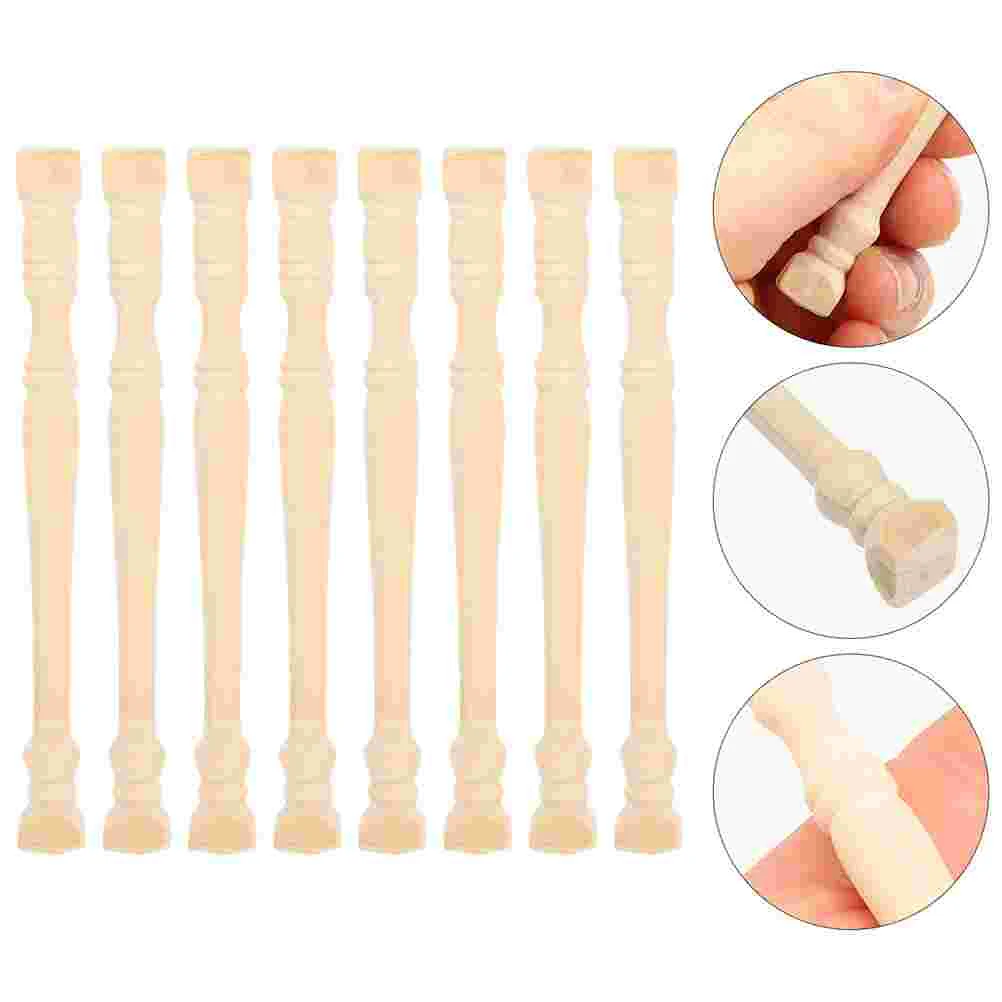 8pcs Mini House Decorative Pillar Model Wooden Mini Pillar Decor Mini House Model Accessories 8pcs bed beam support metal stand wooden fixed connector thicken bed hinges hook corner code furniture hardware accessories