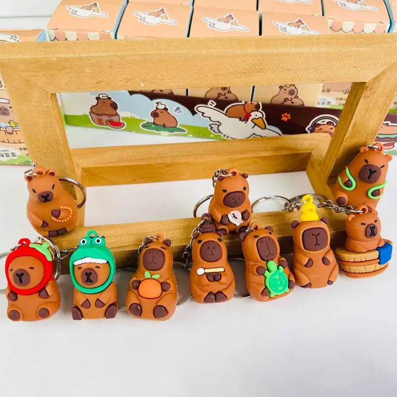Car Cartoon Capybara Keychain Random Style Cute Snot Bear Car Keychain Pendant Funny Doll Capybara Deco auto Creative Keychains