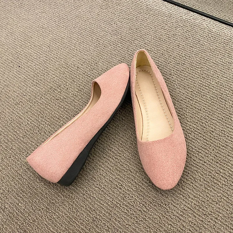 Women Flats Slip on Candy Color Woman Boat Shoes Black Faux Suede Ladies Ballet Flats 2026