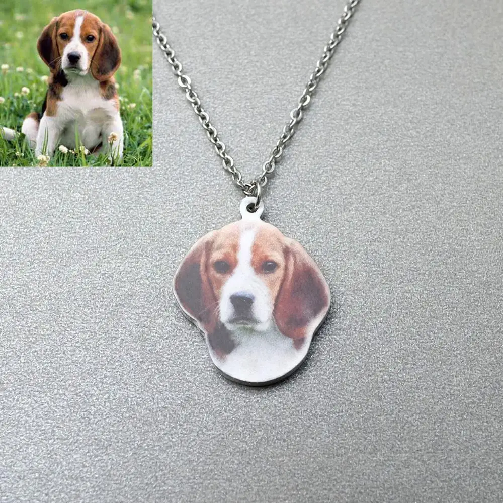 

Personalized Photo Necklace Portrait Your Pet Dog Necklace Pet Lover Gift Engrave Animal Name Necklace Memorial Gift For Her