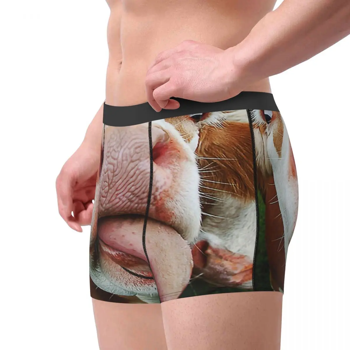 Cow Funny Face Milk Pet Cute Animals With Tongue Licking Mouth Underpants Panties Men's Underwear Sexy Shorts Boxer Briefs