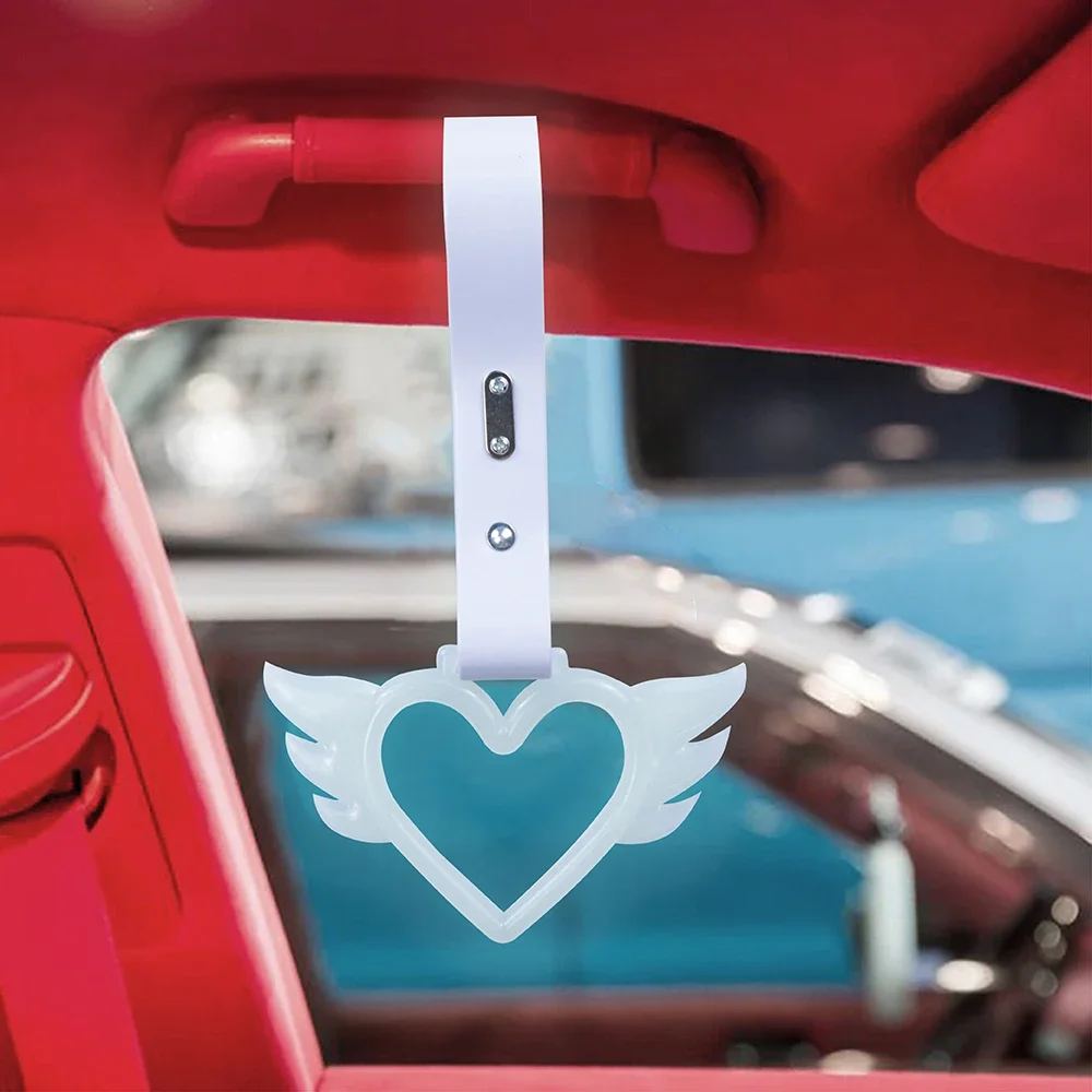 JDM 하트 엔젤 윙 다크 화이트 쓰리카와 핸들 링, 드리프트 참, 리어 범퍼, 지하철 버스 경고 링