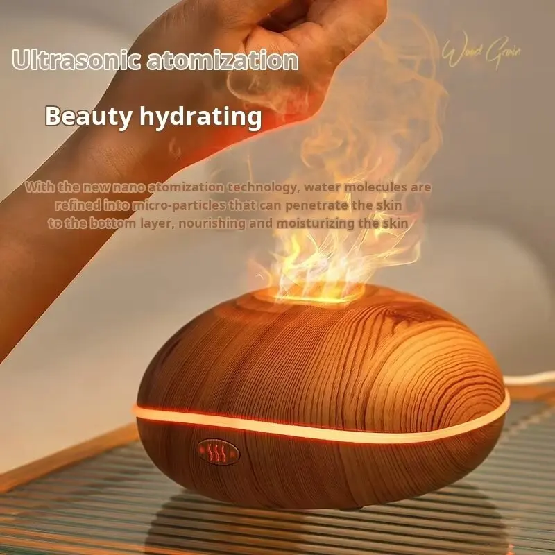 Aromatherapy Machine Desktop silent humidifier flame wood grain aromatherapy machine air ultrasonic atomizer atomization