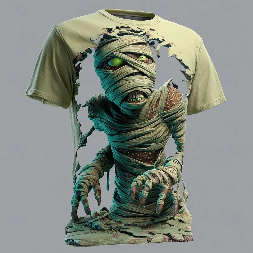 3D Druck Sport Quick-dry Atmungsaktive Männer T-shirt Outdoor Straße Casual Mode Scary Schädel Gothic Hip-hop Kurzhülse kleidung – Detail 16