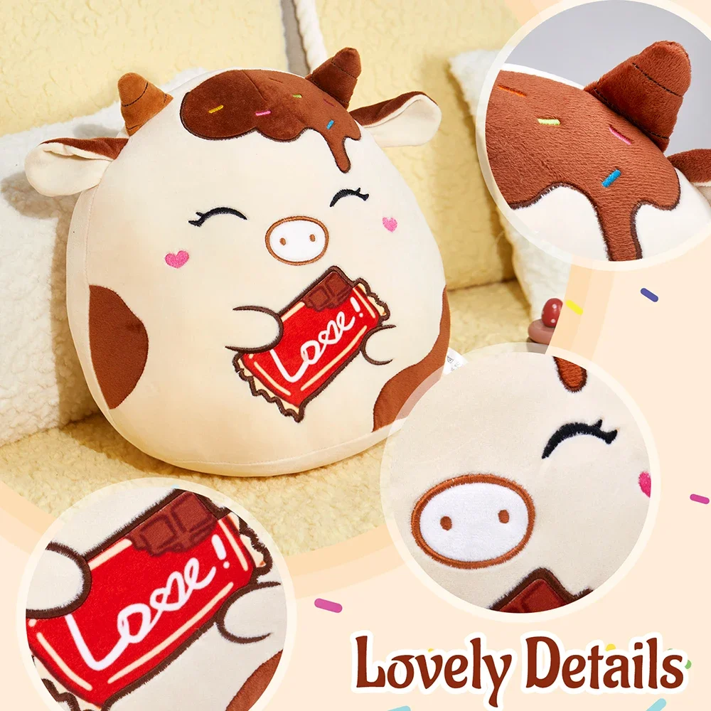 30cm Stuffed Animals Cow Doll Toys Soft Cushion Kawaii White Brown Chocolate Cow Plush Pillow Gift for Girls Children Birthday 4