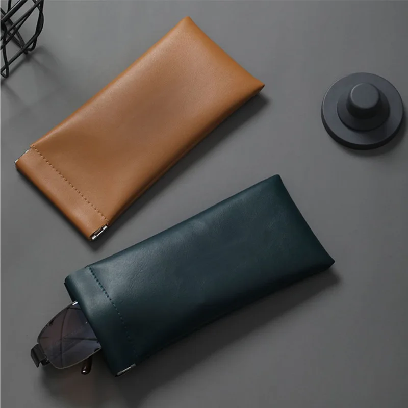 

Fashion Glasses Leather Eye Glasses Sunglasses Case Convenient Eyewear Protector Box Protective Cover Case Solid Color Pouch Bag