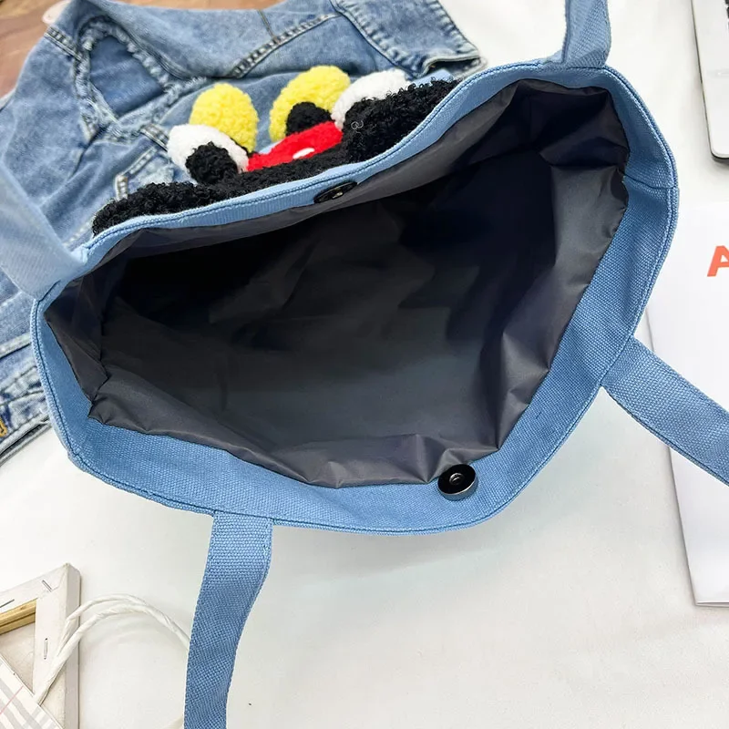 Disney Mickey Large Capacity Canvas Bag Cute Cartoon Three-dimensional Boy Girls Studens Multicolor Shoulder Bags Birthday Gifts