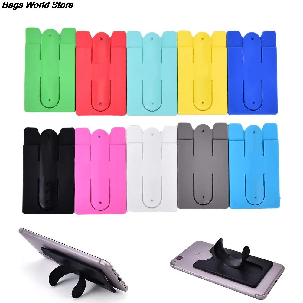 Multi Colors Card Holder Case Pouch For Cell Phone Colorful Card Holder Fashion Adhesive Sticker Back Cover 1pcs