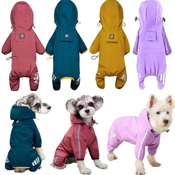 Pet Raincoats Dog Reflective Waterproof Puppy Rain Coats Hooded