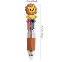 5/10Pcs Cute Animal 4-Color Retractable Ballpoint Pens, Transparent Multi-Color Mini Pocket Pens, Cartoon Silicone Topper Multic 3