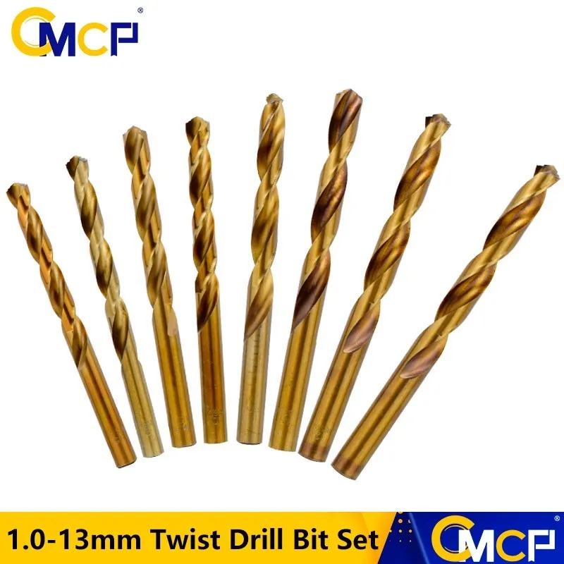 CMCP 1.0-13mm Twist Drill Bit Set 13/19/25pcs Cobalt Coated HSS Gun Drill Bit For Wood/Metal Hole Cutter Drilling