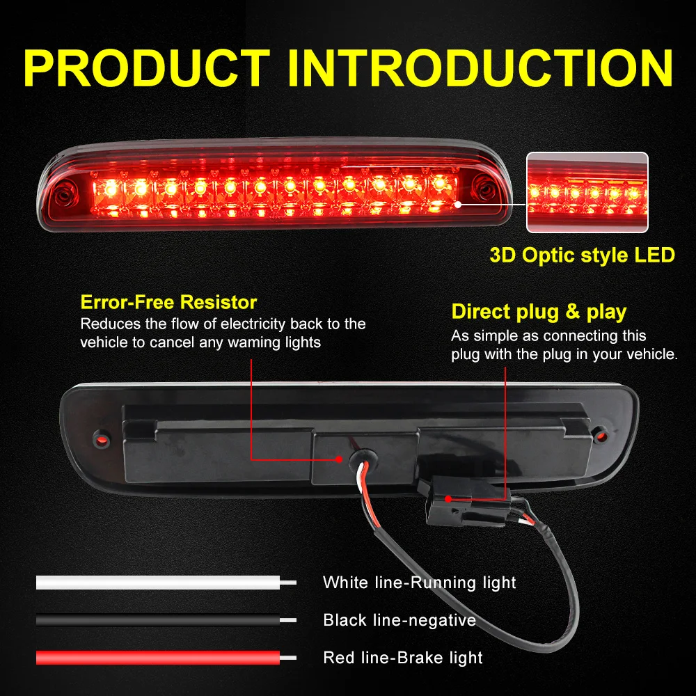 Third Brake Light High Mount Stop Lamp For Ford Ranger F250 F-350 Super Duty 1995-2016