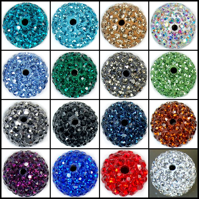 10mm All Colors 7-row Rhinestones 2holes Clay Shamballa Beads For Bracelet Pendant Jewelry Accessories DIY stone beads