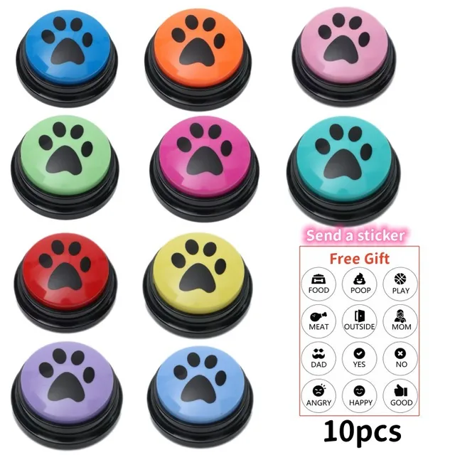 4/8/10pcs Dog Squeak Toys With Cute Claw Print Button Recordable Pet Communication Dog Toys Dog Talking Button Dog Accessories 4/8/10pcs Dog Squeak Toys With Cute Claw Print Button Recordable Pet Communication Dog Toys Dog Talking Button Dog Accessories