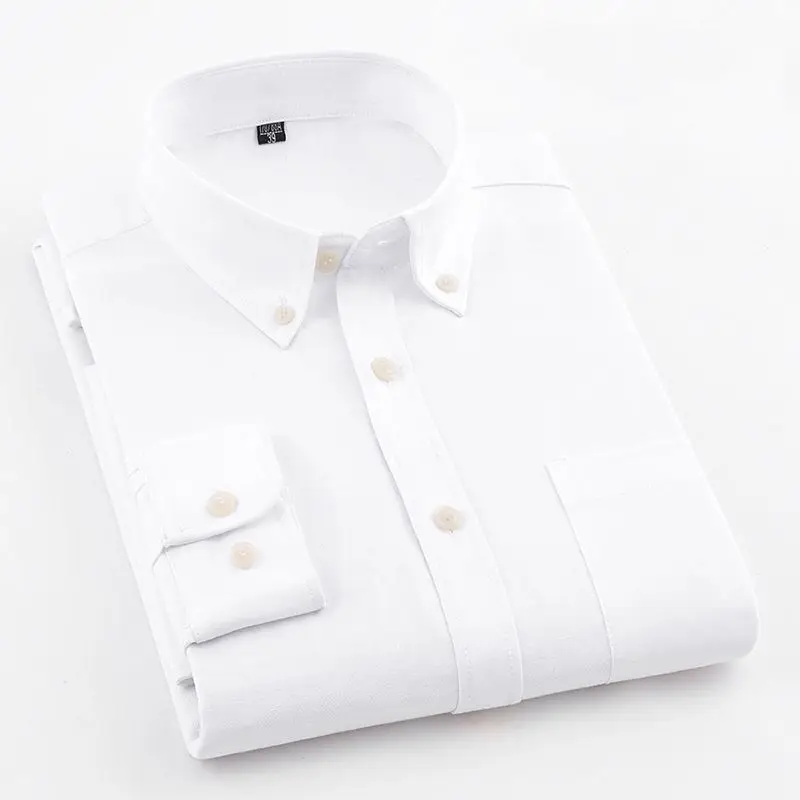 Spring Autumn New Solid Color Plaid Shirt Man High Street Casual Button Long Sleeve Cardigan Office Pure Cotton All-match Tops