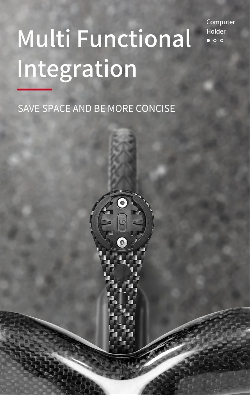 BKPTX CM-01 Carbon-Computerhalterung für Garmin/Bryton/Kamera, integrierter Lenker für Rennräder, 3K-Fahrradzubehör – Detail 4