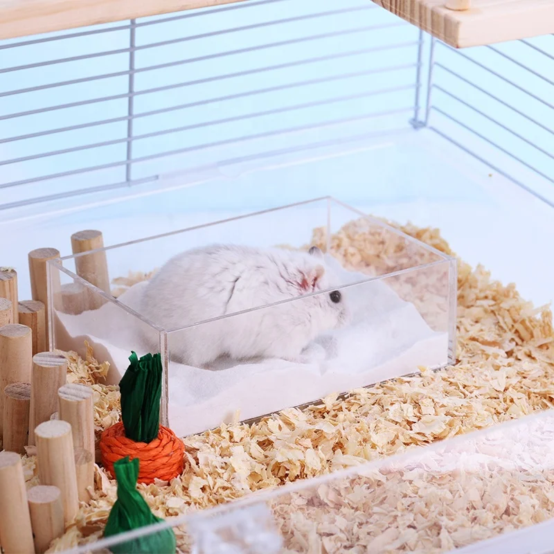 투명 아크릴 햄스터, 애완 동물 청소 및 목욕 상자, 뚜껑 포함, 도매, 기니피그, 아크릴 액세서리