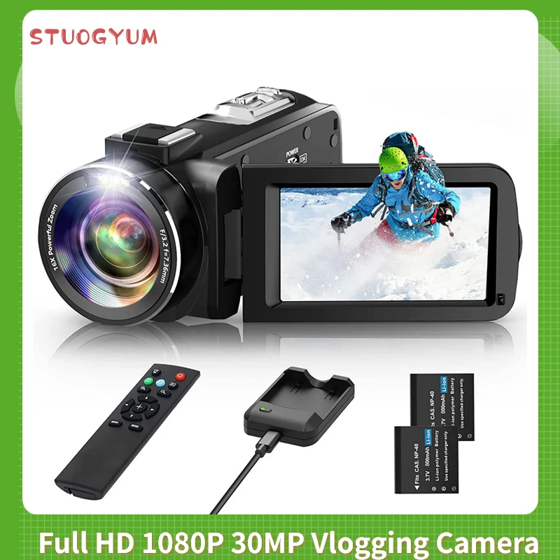 2.7K Video Camera Rotating Screen Portable Cameras 3.0inch Flip Screen