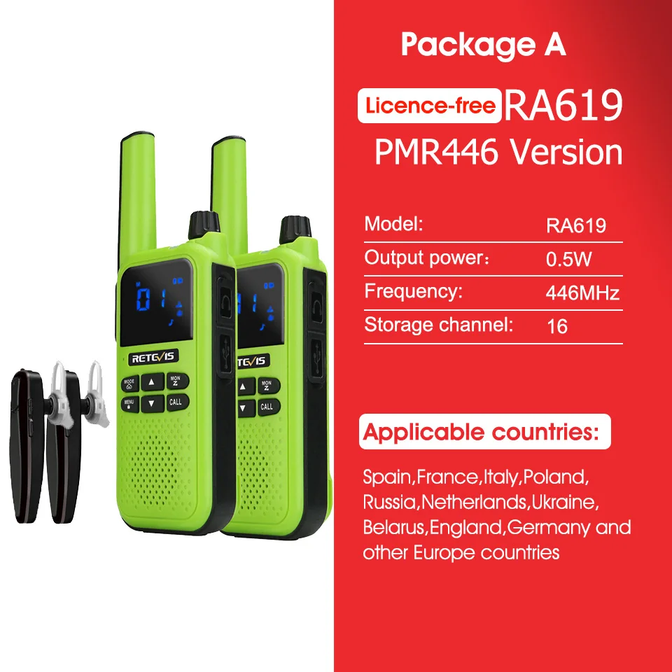 Retevis RA619 Walkie Talkie Rechargeable Two-way Radio Receiver PMR for Motorola Bluetooth-Compatible Walkie-talkies for hunting radio walkie talkie Walkie Talkie