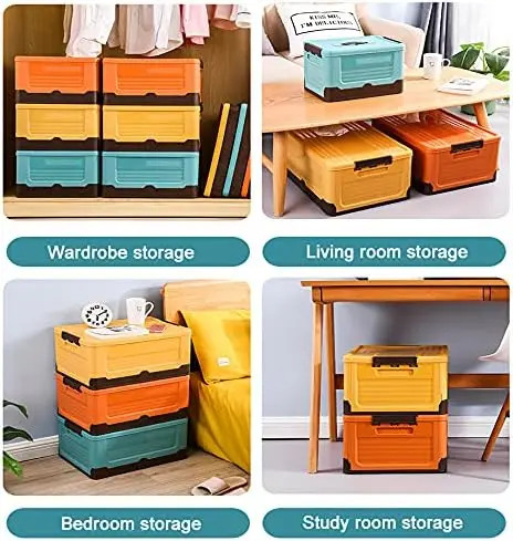 Foldable storage cabinet for storing books, clothes, and organizing plastic household storage boxes for cars