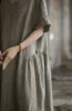 Cotton Linen Maxi Midi Dress Women Tie Dye Oversize Dresses 6