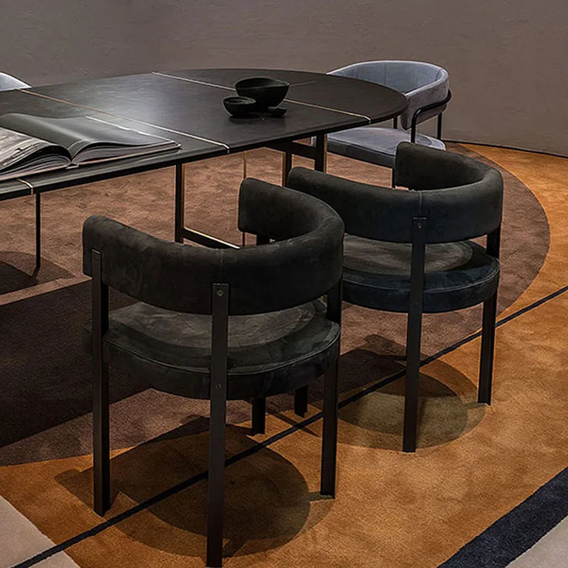 

Nordic Metal Legs Dining Chairs Unique Design Armrests Ergonomic Chair Comfortable Lounge Modern Silla Comedor Home Furniture