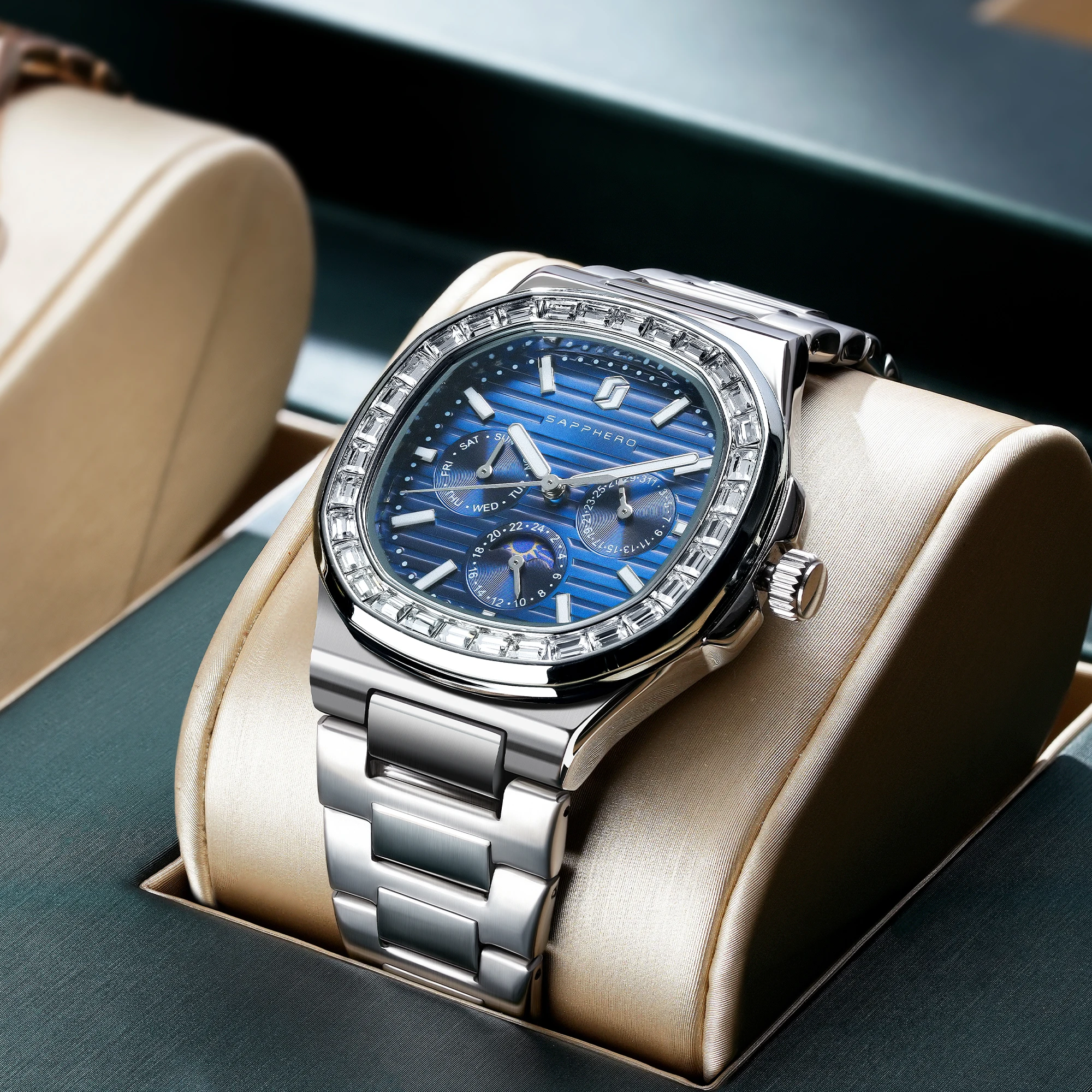 New SAPPHERO for men watches luxury watches waterproof luminous date clock stainless steel strap quartz mens watches