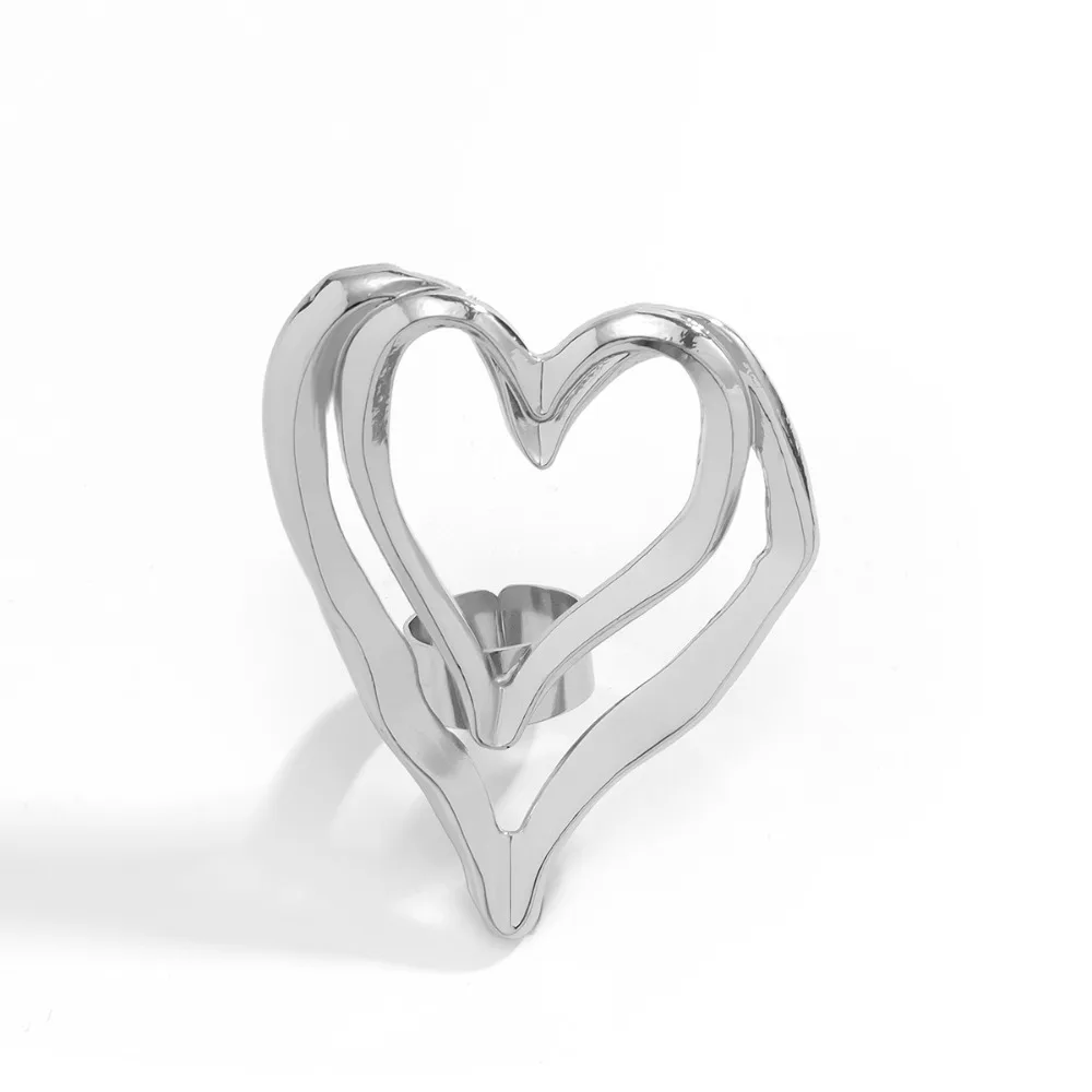Anello statement donna con croce e cuore in metallo grande_voghion.com