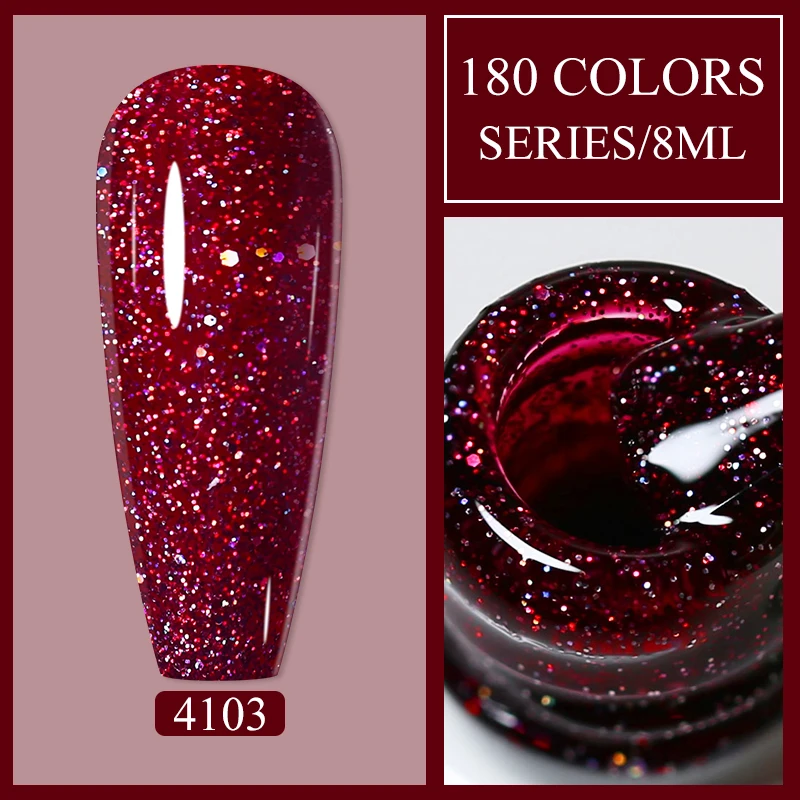 Arte Clavo Red Glitter Gel Nail Polish Yellow Holographic Spring Sparkling Sequin Gel Varnishes Soak Off UV LED Varnish Nail Art 5