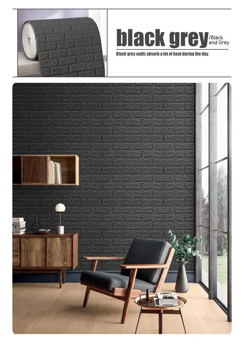 3/5/10Mx70cm Brick Foam Panels 3D Wall Stickers Self-adhesive DIY Embossed Stone Wallpaper Home Decor Living Room Kitchen Decor