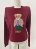 Zekye Winter Women's Sweater Clothing Bear Embroidery Round Neck Slim Fit Sweater Cartoon College Style Knitted Oversized Y2k 5
