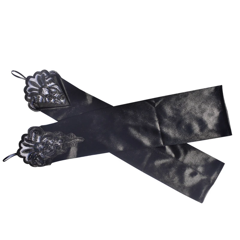 

Винтажные Свадебные перчатки 1920-х годов, кружевные атласные женские длинные перчатки без пальцев с блестками, аксессуары для костюмов, Стрейчевые перчатки для оперы