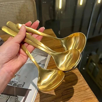 Gold Stainless Steel Soup Spoons 1