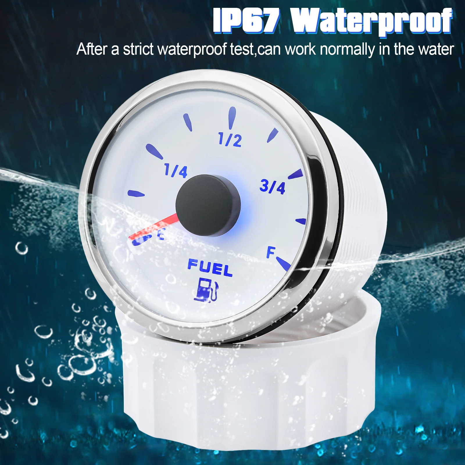 2" 52mm Fuel Level Gauge With 7 Color Light 0-190ohm Oil Tank Level Meter Indica