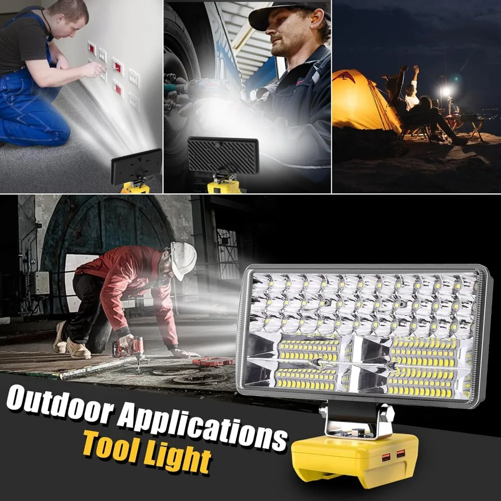  LED ۾, ޴ , LED  , DeWalt 20V ͸ ȣȯ , 2  , 2.1A USB, 6000 LM, 38W