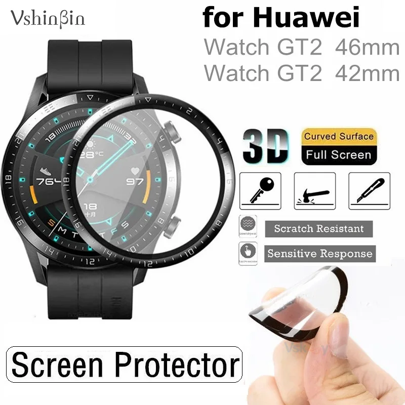 

100PCS 3D Edge Soft Screen Protector for Huawei Watch GT 2 42mm GT2 46mm Full Coverage Protective Film (Non Tempered Glass)