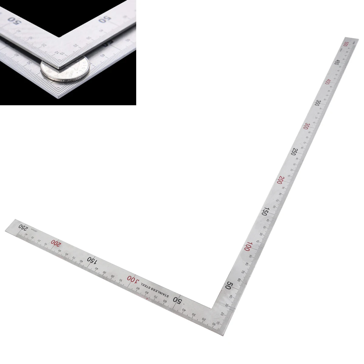 Metal Steel Square Set 90 Degree Angle Metric Try Mitre Square Ruler 150 x 300mm 250x500mm Measurement Instruments 1pc