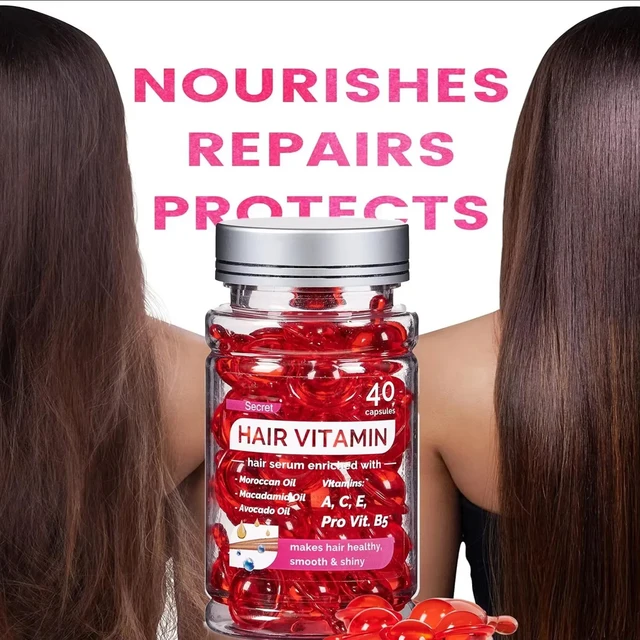 Huile de vitamine Agam marocaine, Essence de soin pour cheveux, réparation de la nutrition endommagée, produits de traitement pour l'amélioration des fentes des cheveux, 40 Capsules 1