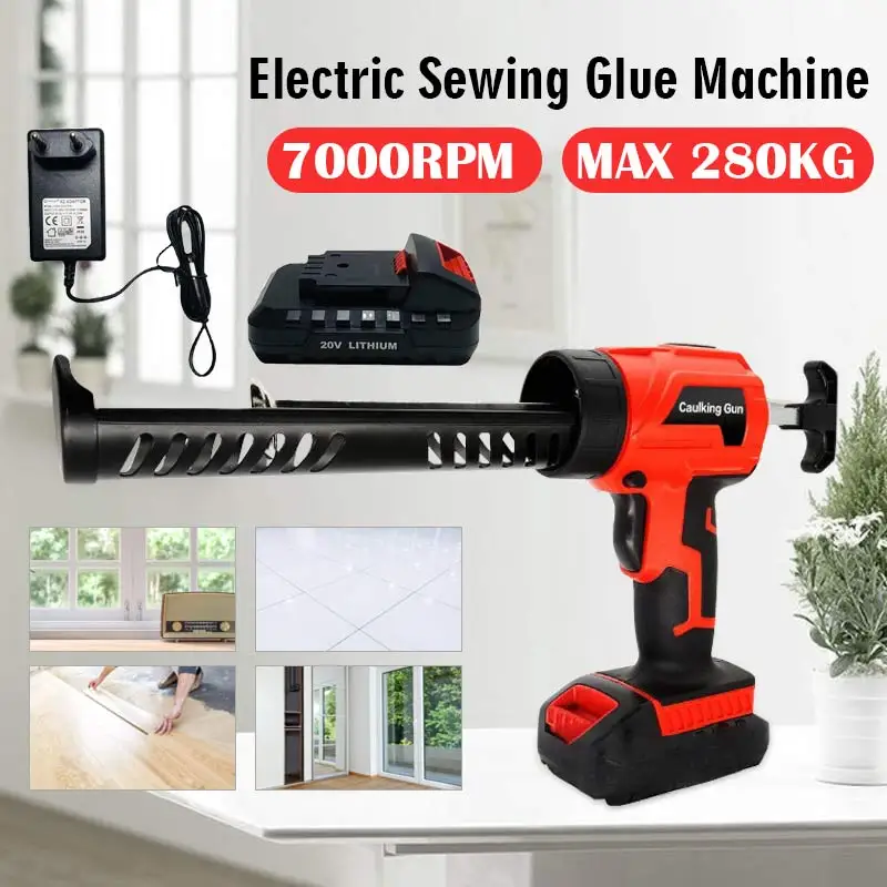 Hot Melt Glue Gun Hot Glue Gun Cordless Glue Gun Multi-function Wireless Caulking Gun Heat Hot Melt 7000RPM Electric Pressure Glue Sewing Seams Sealant Glue Gun with Battery