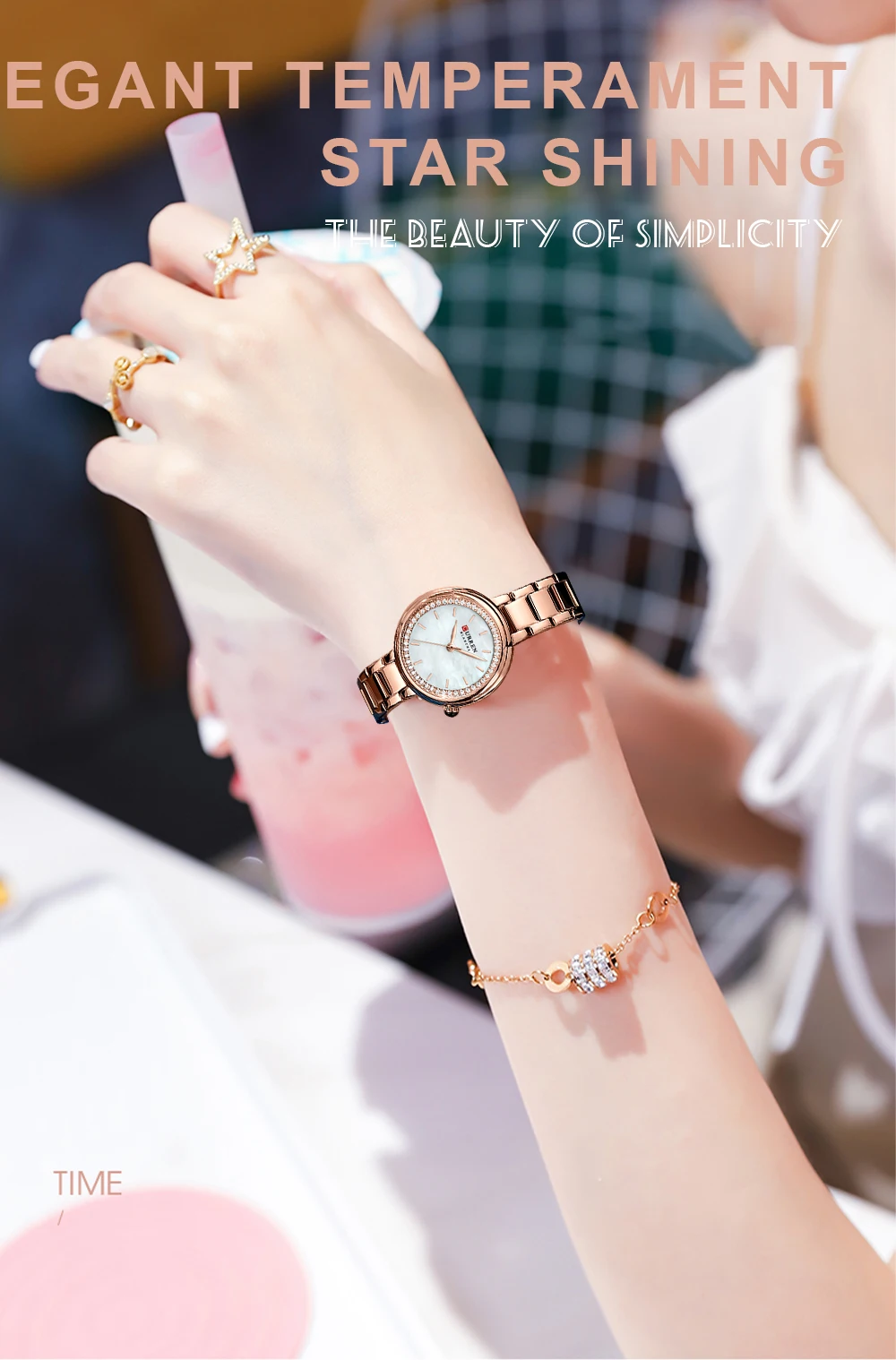 5pcs Set Watch Set For Women Luxury Stainless Steel waterproof Analog Ladies Quartz Wristwatch Fashion Bracelet Watch_voghion.com