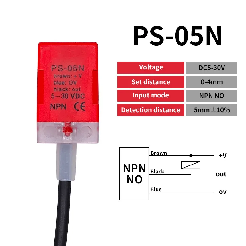 Heschen Interruttore Di Prossimità Induttivo PS-05N - NPN NO, 5 Mm, 10-30V, 200mA, Confezione Da 5 Pezzi - Foto 8