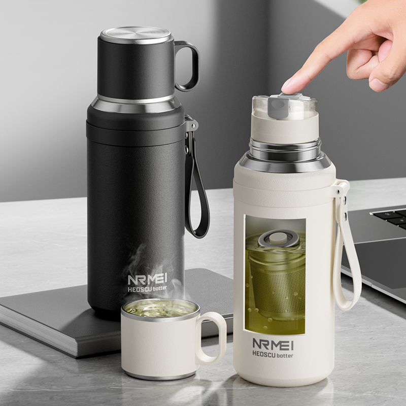 Stainless Steel Thermos Bottle with Magnetic Control, Outdoor Portable Flask, Insulated Water Bottle, Tea Warehouse, 316L