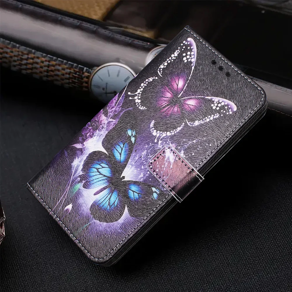 Butterfly Flower Flip Wallet Leather Cover