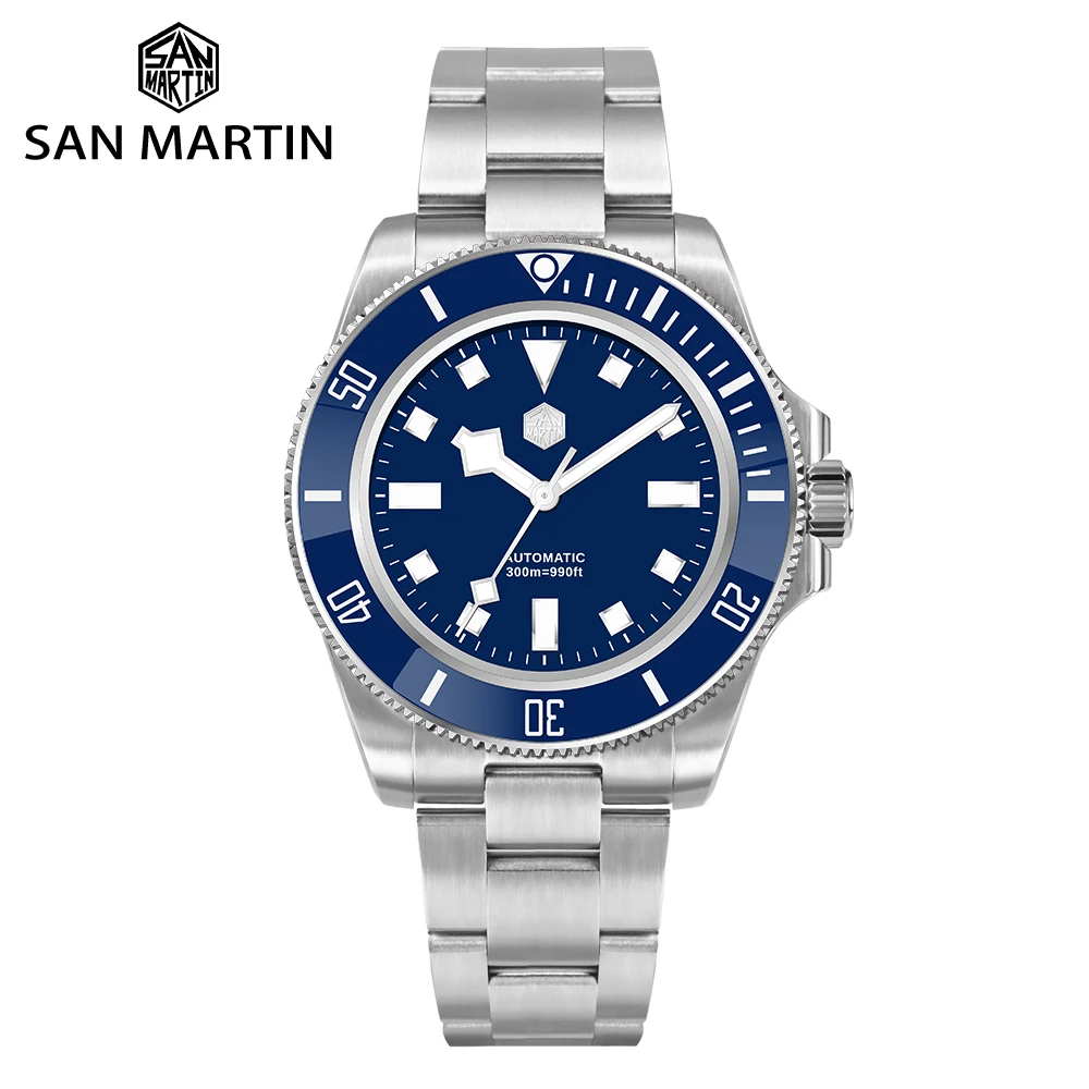 2023 New San Martin Men Diver Watch Acciaio Inossidabile Nh35 Orologi Meccanici Automatici Classic Snowflake Hands Waterproof 300M
