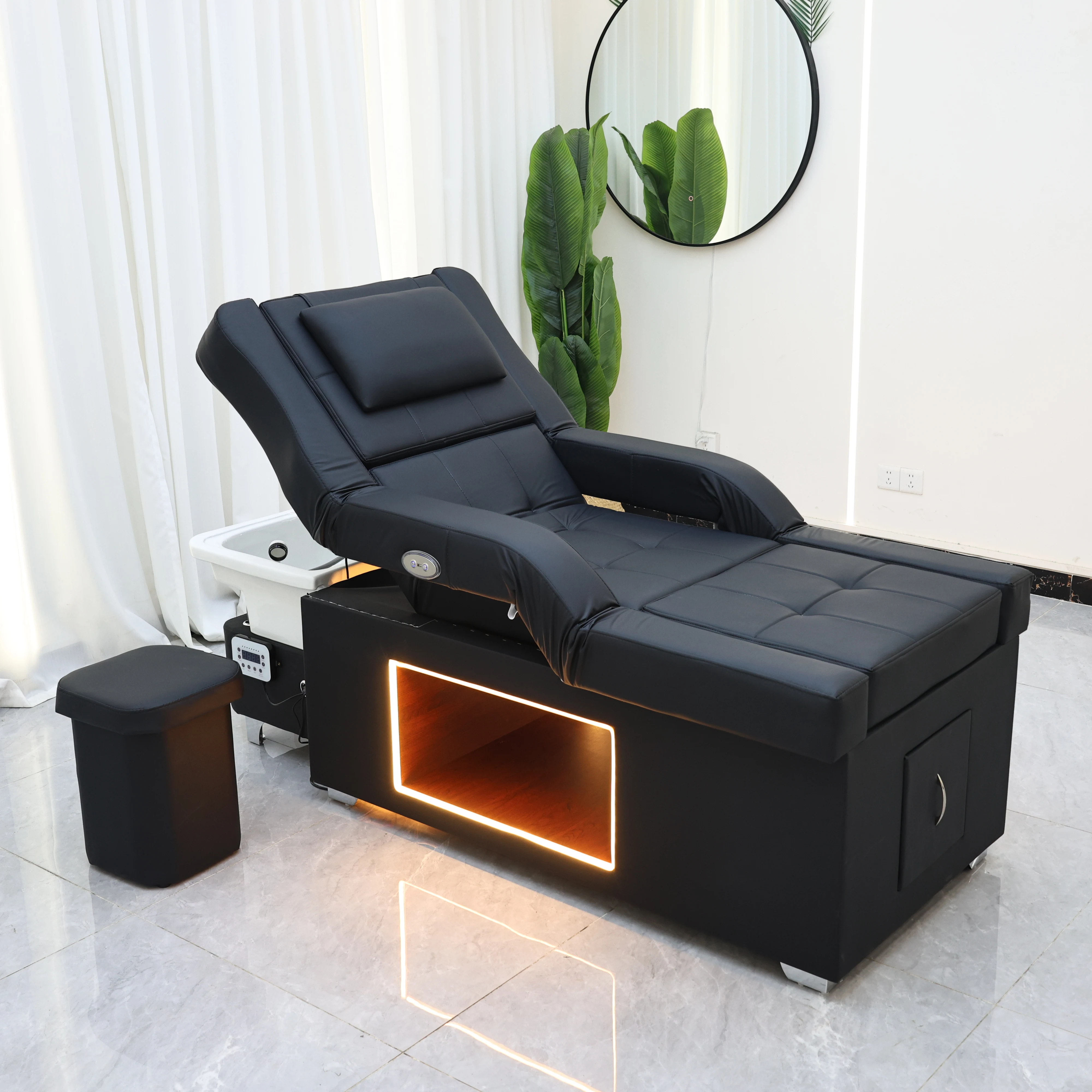 XinSheng 2025 Lit de massage SPA Head, lits de shampoing avec circulation et fumigation de l'eau, table de massage, meubles de salon de coiffure
